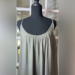 Shinestar Wide-Leg Sleeveless Jumpsuit L Women’s Olive Green Relaxed Fit Pockets